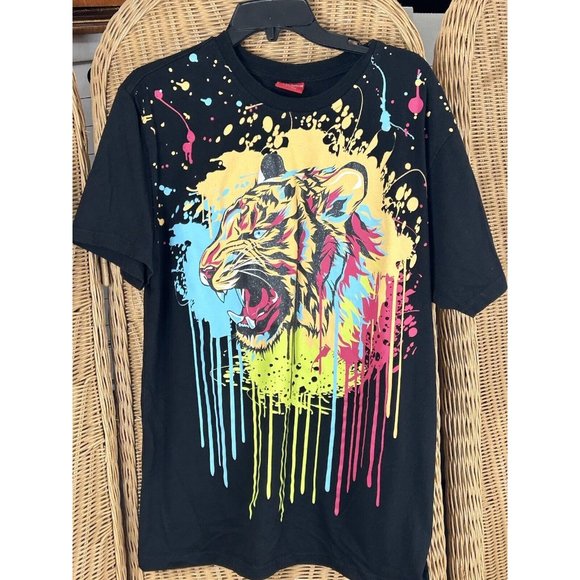 Victorious T-shirt Tiger Paint Drips Black Large - Picture 1 of 8